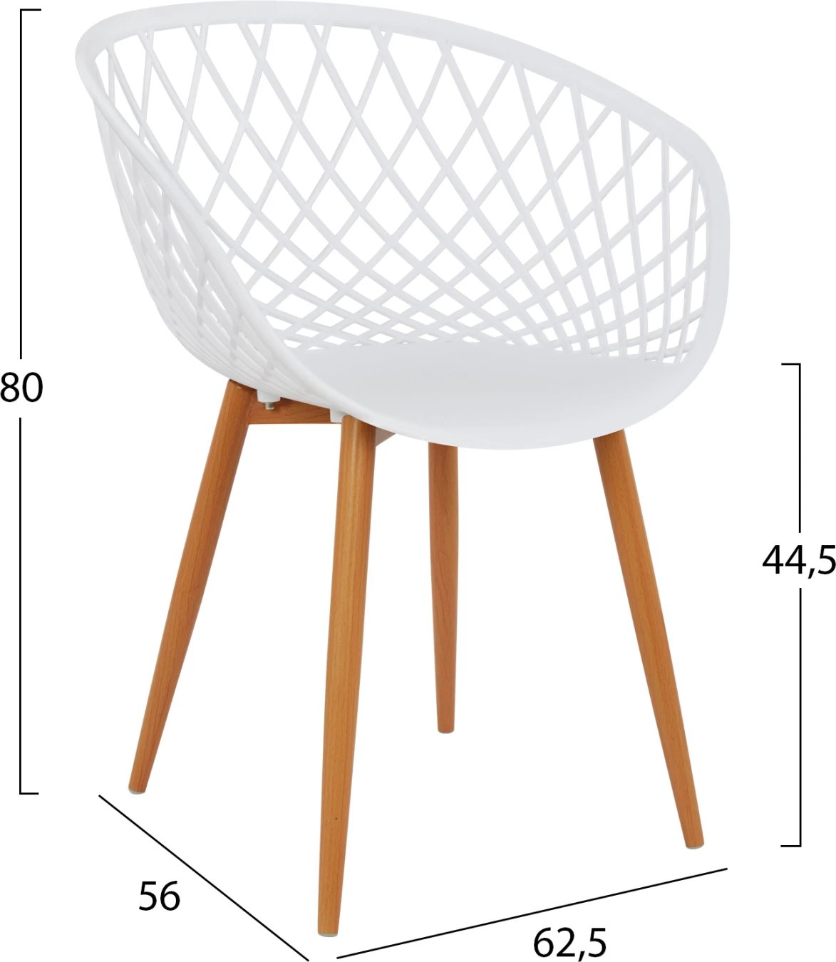 Karrige me krahë polipropileni e bardhë Ariadne FH8001.01 62,5x56x80cm, set prej 4 copë