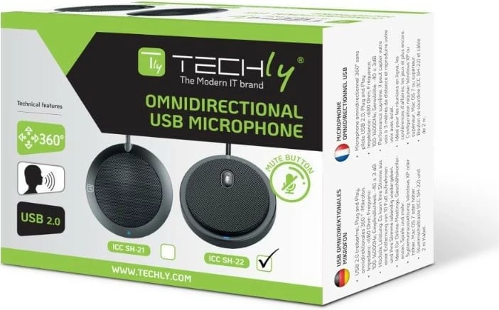 Mikrofon konferencash Techly ICC SH-22, omnidireksional, USB 2.0, i zi Mikrofon konferencash Techly ICC SH-22, omnidireksional, USB 2.0, i zi