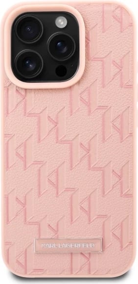 Mbështjellës Karl Lagerfeld Hot Stamp MagSafe për iPhone 16 Pro, Rozë