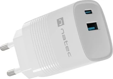 Karikues Natec Ribera GaN 30W, USB-A dhe USB-C, i bardhë Karikues Natec Ribera GaN 30W, USB-A dhe USB-C, i bardhë