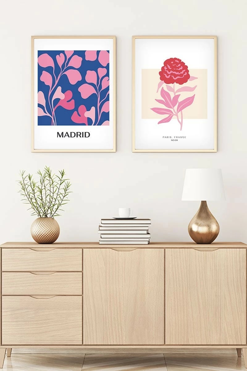 Piktura dekorative me kornizë, MDF, 2 copë, shumëngjyrëshe, Wallity, Huhu175, 70x50cm