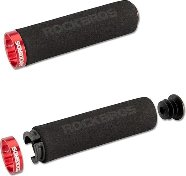 Doreza timoni për biçikletë Rockbros BT1001BKRD, teknopolimer, e zezë/kuqe