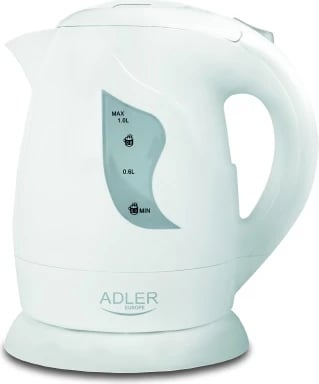 Zierës uji elektrik, Adler, AD 08, 1.0 L, 850 W, plastikë, bazë 360°, e bardhë