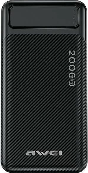 Powerbank AWEI P6K, 20000mAh, 2xUSB-A, Ekran LED, e zezë