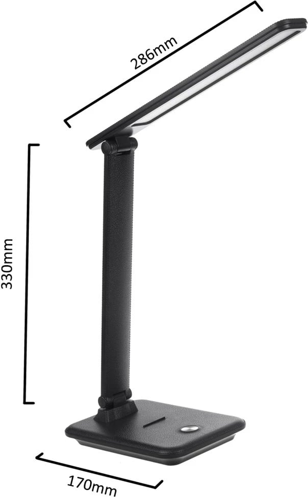 Lampë tavoline Maclean MCE614 B, LED, e errësueshme, e palosshme, 9W, e zezë