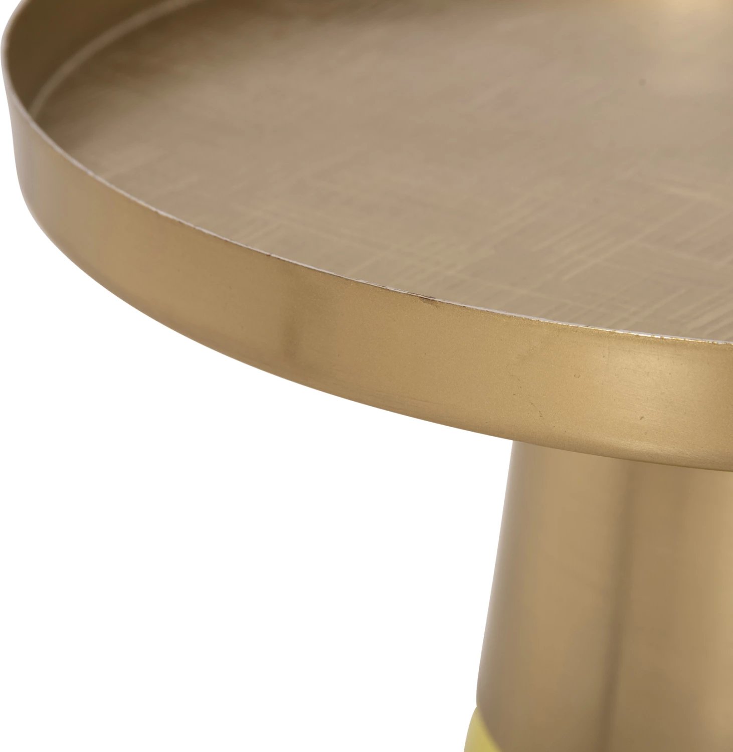 Tavolinë anësore VALERY FH9732 bazë qelqi jeshile e lehtë - majë metali në ar Φ39,5x52H cm