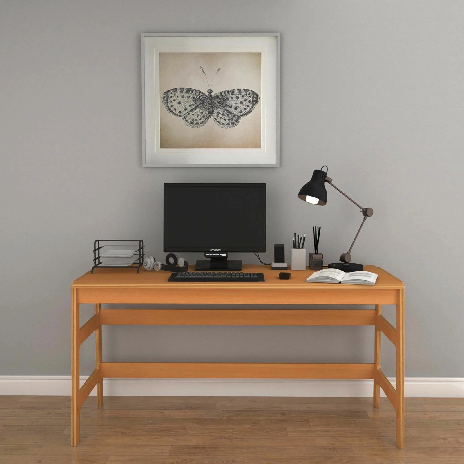 Set tavoline pune me raft librash, ngjyrë teak, Skye Decor, CPT4802-150