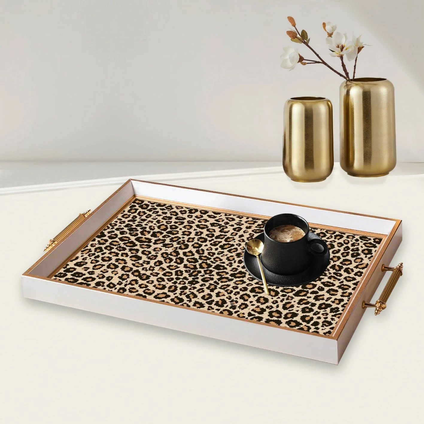 Tabaka dekorative prej qelqi, dizajn leopard, TPB9821