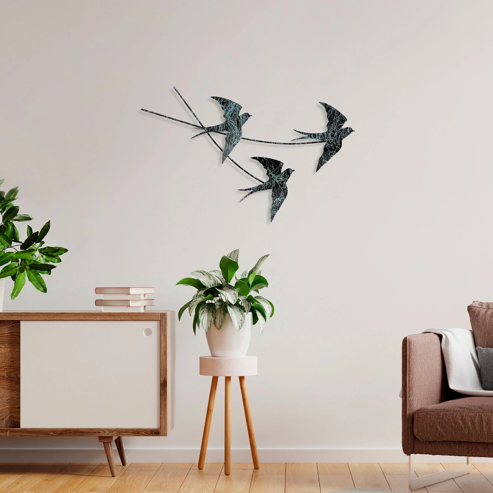 Aksesor dekorativ metalik për mur, Wallity, Wallow 3, shumëngjyrësh, 42x70cm