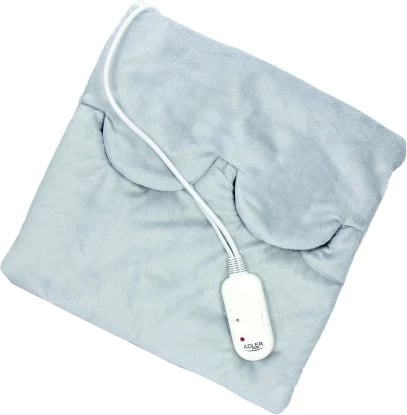 jastëk ngrohës elektrik, Adler, AD 7403, 80W, 38x38 cm, 2 nivele temperature, mbulesë e larëshme, hapje për duar/këmbë, gri