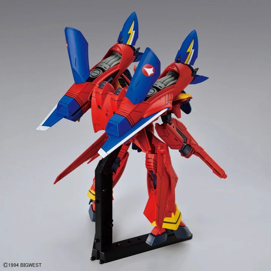 Model ndërtimi Bandai HG 1/100 Macross VF-19 Custom Fire Valkyrie me Sound Booster, i kuq