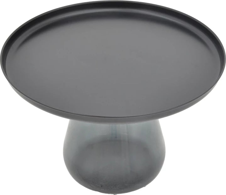 Set tavolinash kafeje Kunlo Inart 2 copë metal i zi-xham i zi