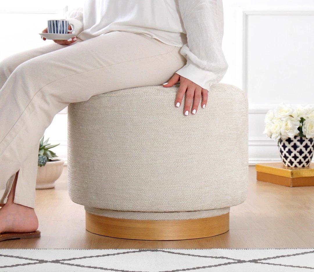 Puf Atelier del Sofa, rrotullues, krem