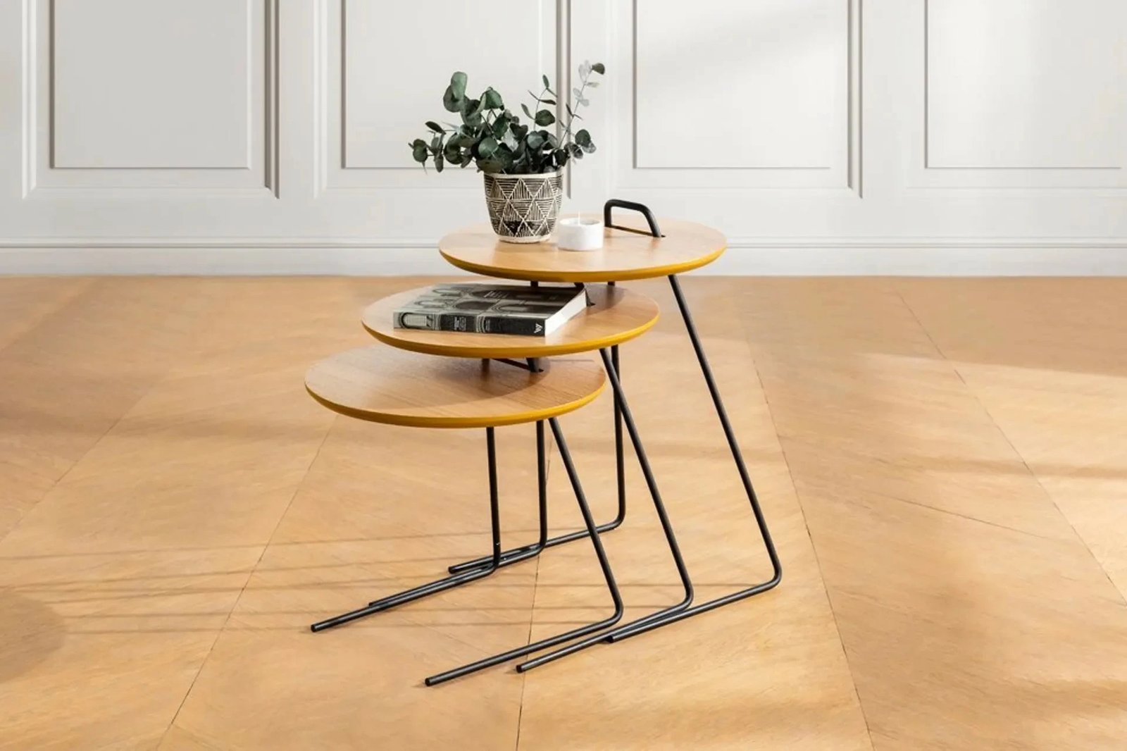 Set tavolinash ndihmëse (3 copë), Skye Decor, Metis - natyrale