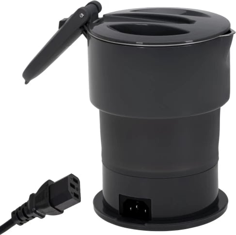 Çajnik elektrik udhëtimi, Adler, AD 1377, 0.6 L, 600 W, trup silikon i palosshëm, funksion mbajtje ngrohtë, kabllo e shkëputshme, gri