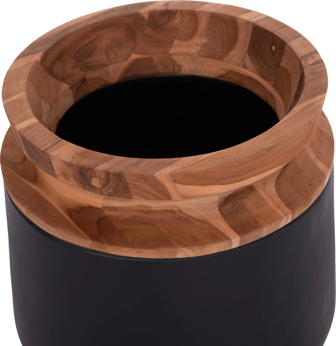 Vazo dekorative për dysheme LINTER, fibër-cement, ngjyrë e zezë, dru tik, FH4662.01L, 41x47cm