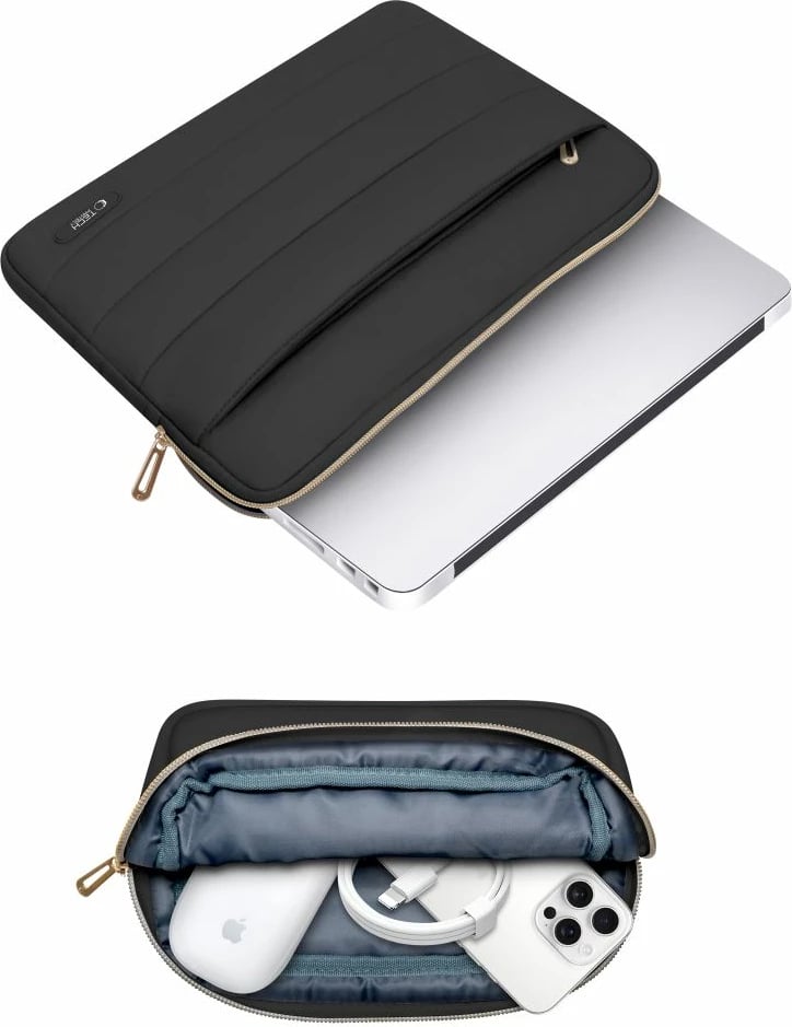 Kasë laptopi Tech-Protect Puffy 15-16", set me çantë për aksesorë, e zezë