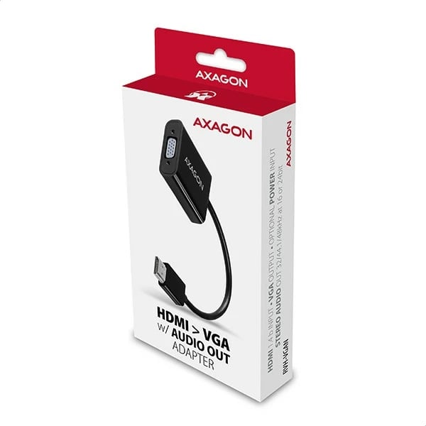Adapter HDMI në VGA AXAGON RVH-VGAN me dalje audio, micro USB, i zi