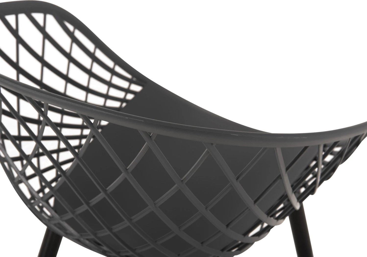 Karrige me krahë ARIADNE FH8001.30, ngjyrë gri, polipropilenë, këmbë metali të zeza, 63x56x80H cm, set prej 4 copë