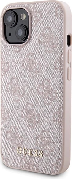 Mbështjellës Guess 4G Metal Logo me powerbank MagSafe 5000mAh për iPhone 15, Rozë, Set