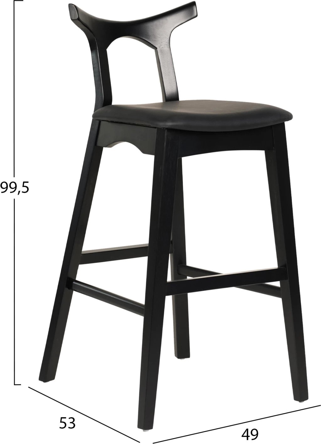 Karrige për bar USOPP FH9951.02 dru gome & PU ngjyrë e zezë 49x53x99,5 cm