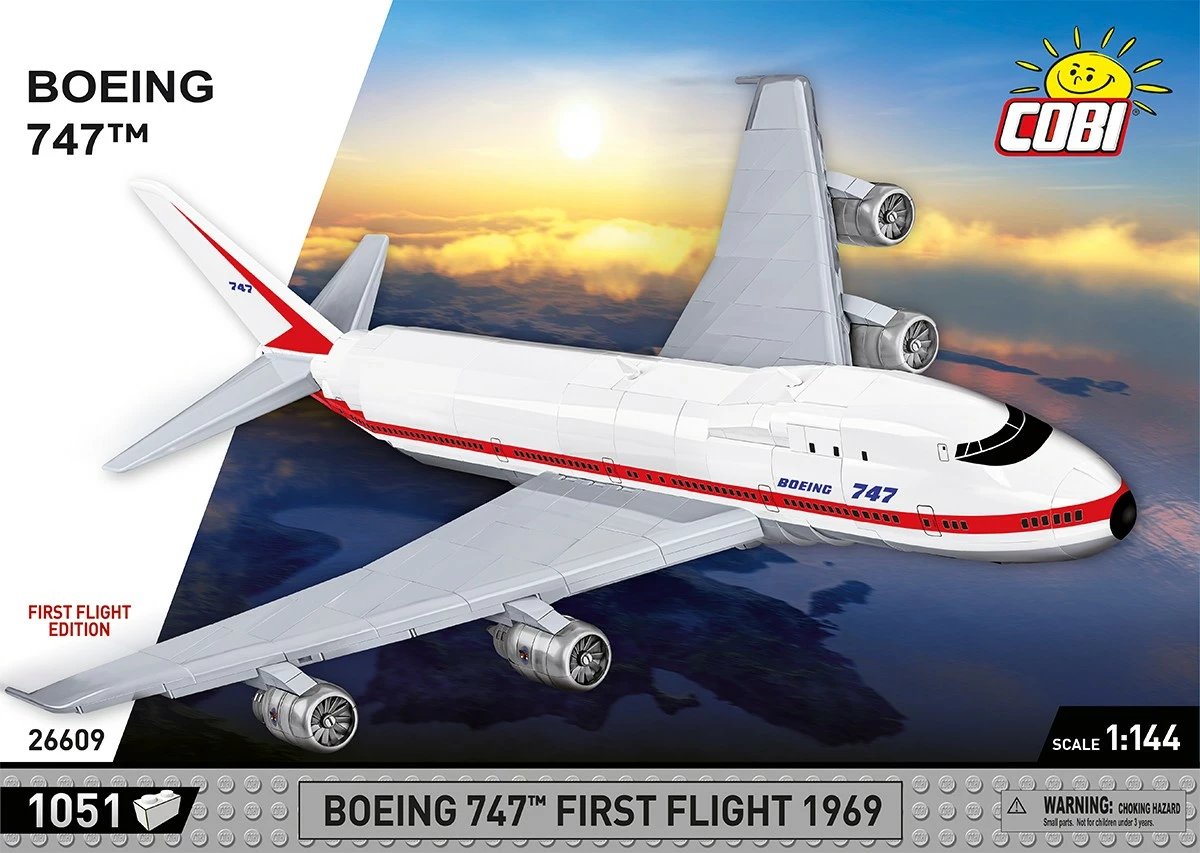 Set ndërtimi Cobi Boeing 747 First Flight 1969, 1051 pjesë, plastikë, ekstra i madh