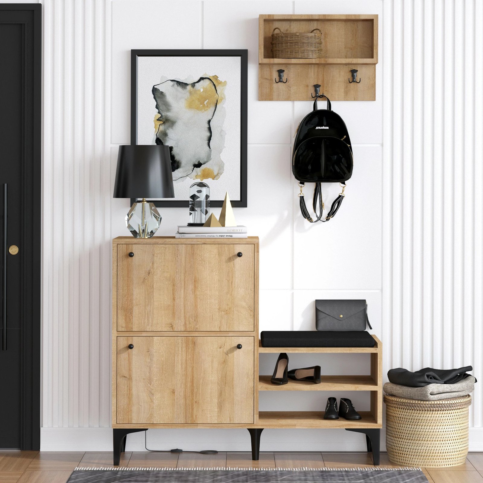 Dollap këpucësh me varëse, ngjyrë lisi, Skye Decor