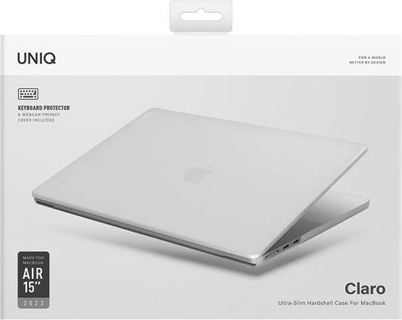 Mbështjellës laptopi, UNIQ, Claro, për MacBook Air 15 2023 (M2), dy-pjesësh PC ultra i hollë, transparent