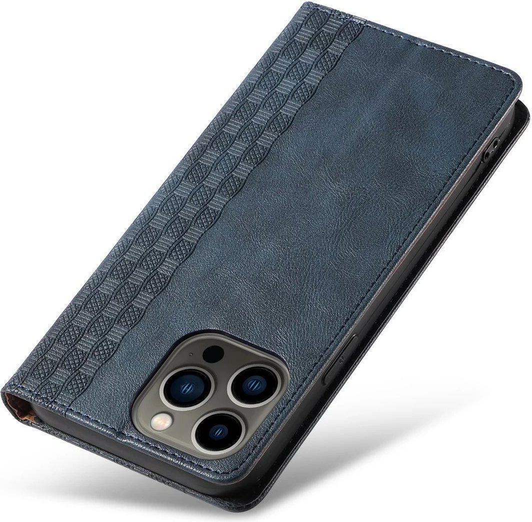 Mbështjellës Hurtel Magnet Strap Case për iPhone 14 Pro Max, me kapak, portofol, qëndrim, rrip dore, kaltër