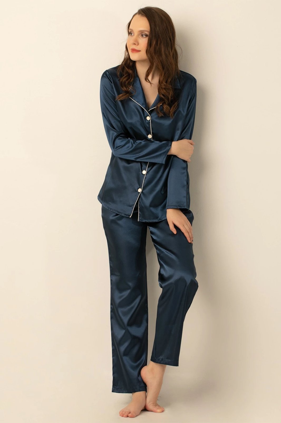 Set pizhamash për gra, ngjyrë e kaltër e errët, Jumeon, 002-000905