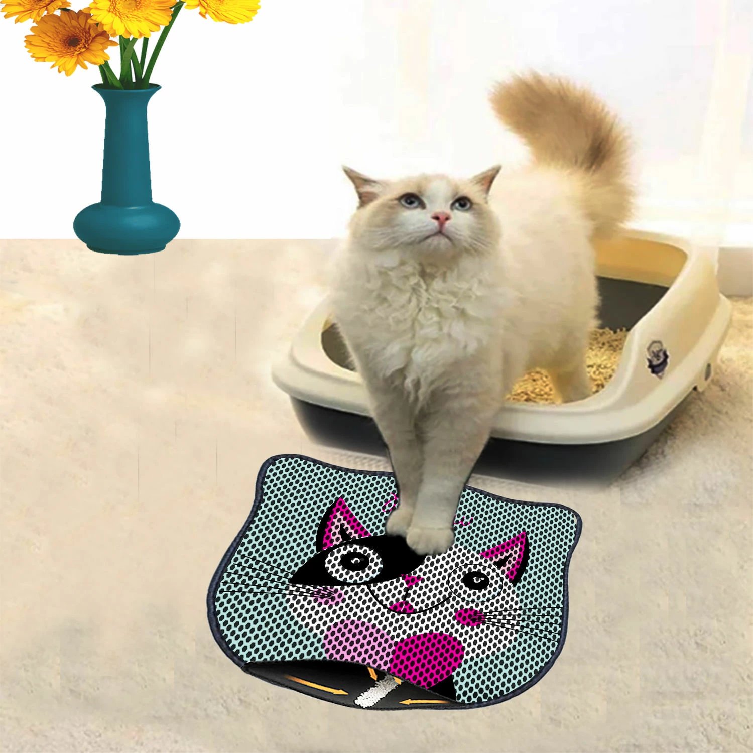 Tapet për rërë mace, shumëngjyrësh, Paws & Whiskers, Kdkafa0221, 40x50cm