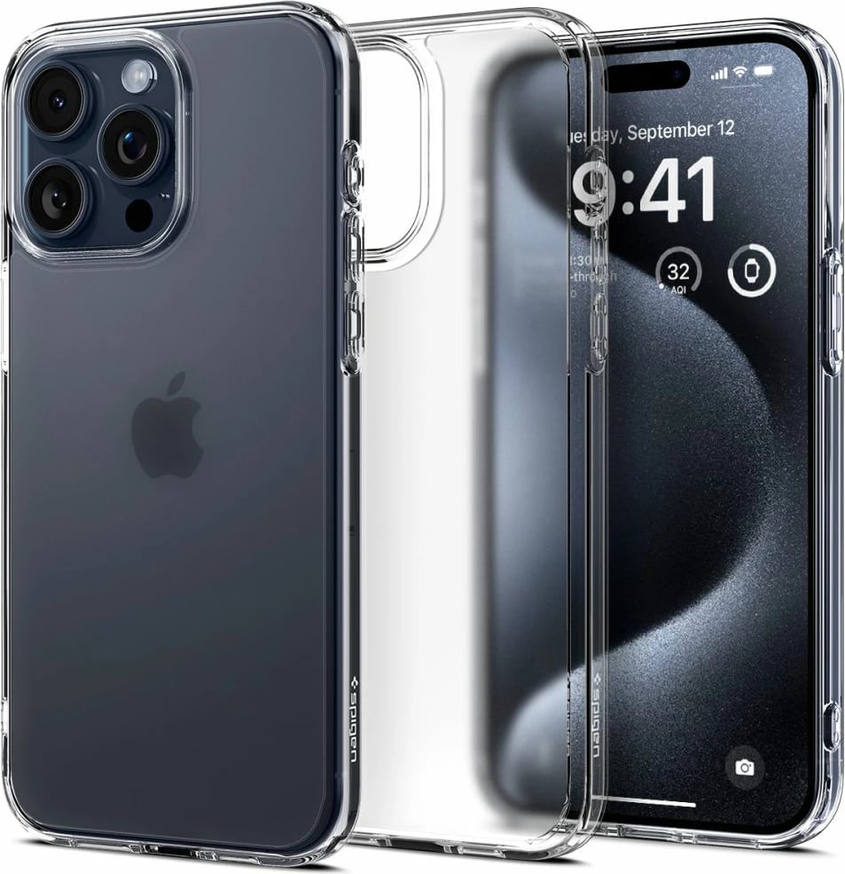 Mbështjellës Spigen Ultra Hybrid për iPhone 15 Pro, frost clear, gjysmë-transparent