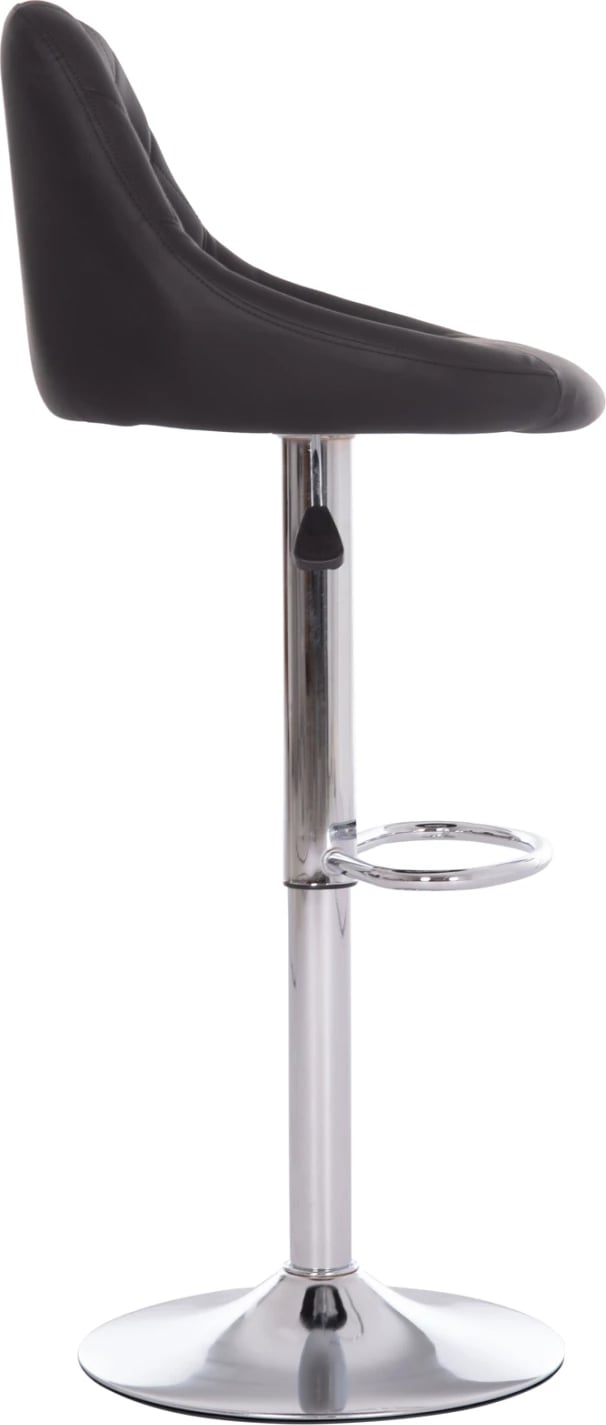 Karrige për bar ROSE, bazë dhe sustë kromi, lëkurë PU e zezë, 48x45x105cm, set prej 2 copash