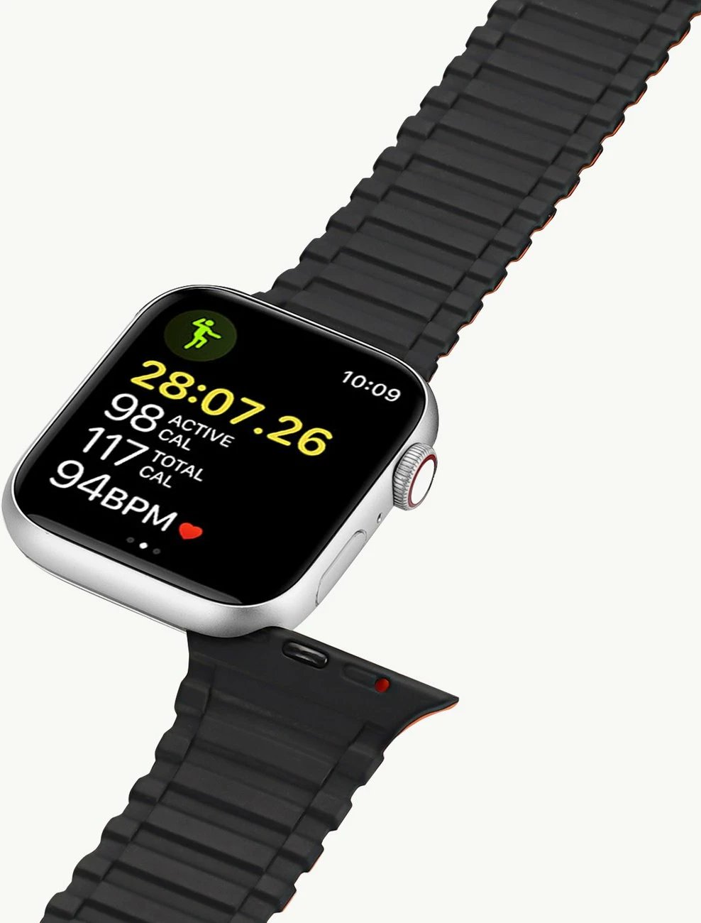 Rrip silikoni magnetik për Apple Watch Dux Ducis Armor, 38/40/41mm, zi-portokalli