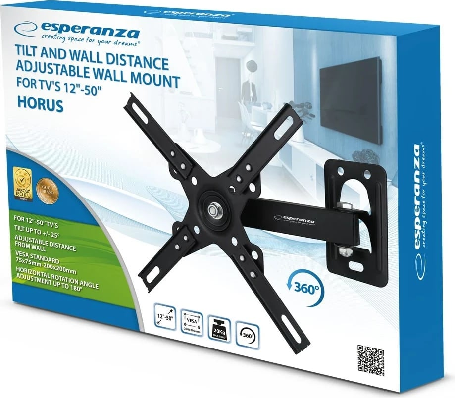 Mbajtëse për TV Esperanza ERW011, 12-50'', e zezë 