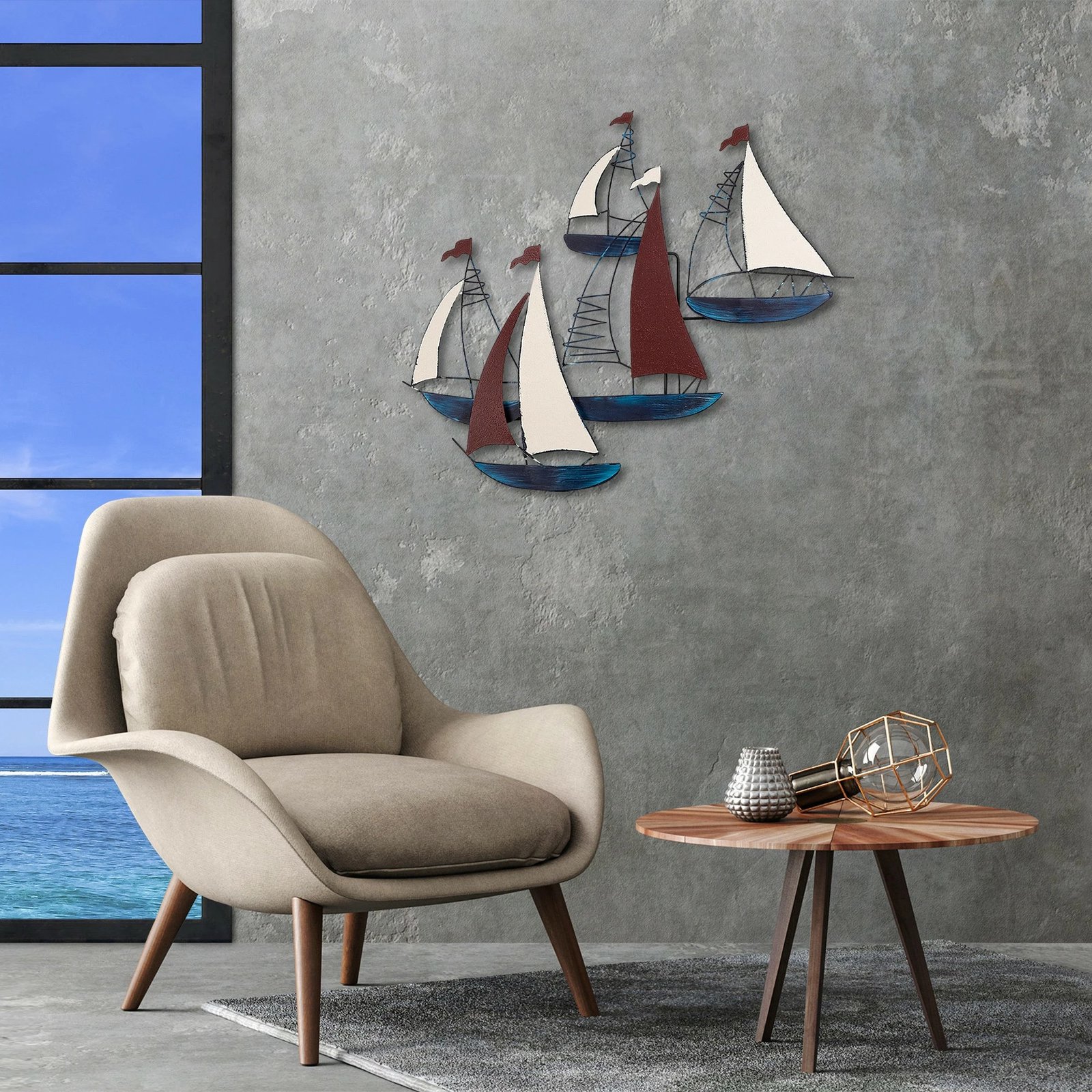 Aksesor dekorativ metalik për mur Wallity, Kadirga