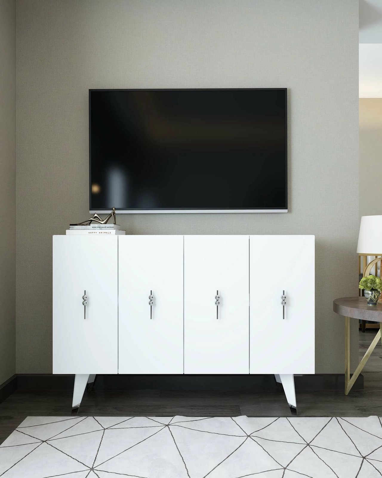 Konsol Skye Decor, 8167KM-32, e bardhë, argjend