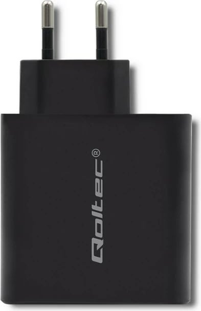 Karikues rrjeti Qoltec 51716, 63W, USB Type-C PD & USB QC 3.0, i zi