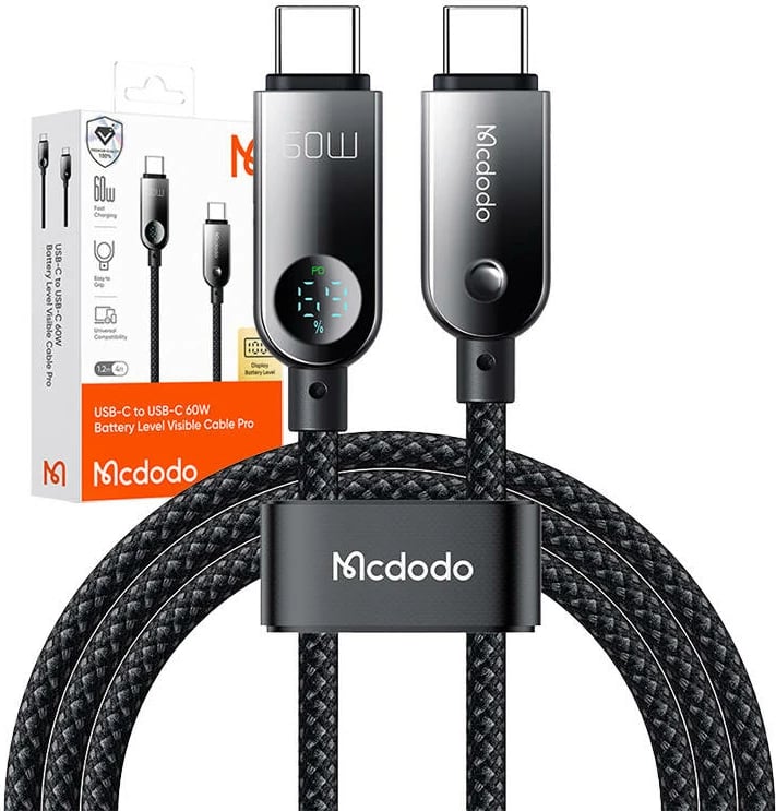 Kabllo USB-C në USB-C Mcdodo CA-4780, 1.2m, 60W, e zezë
