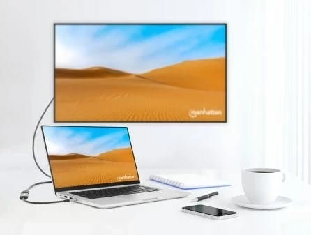 Kabllo USB-C në HDMI Manhattan, 4K@60Hz, 15cm, E zezë