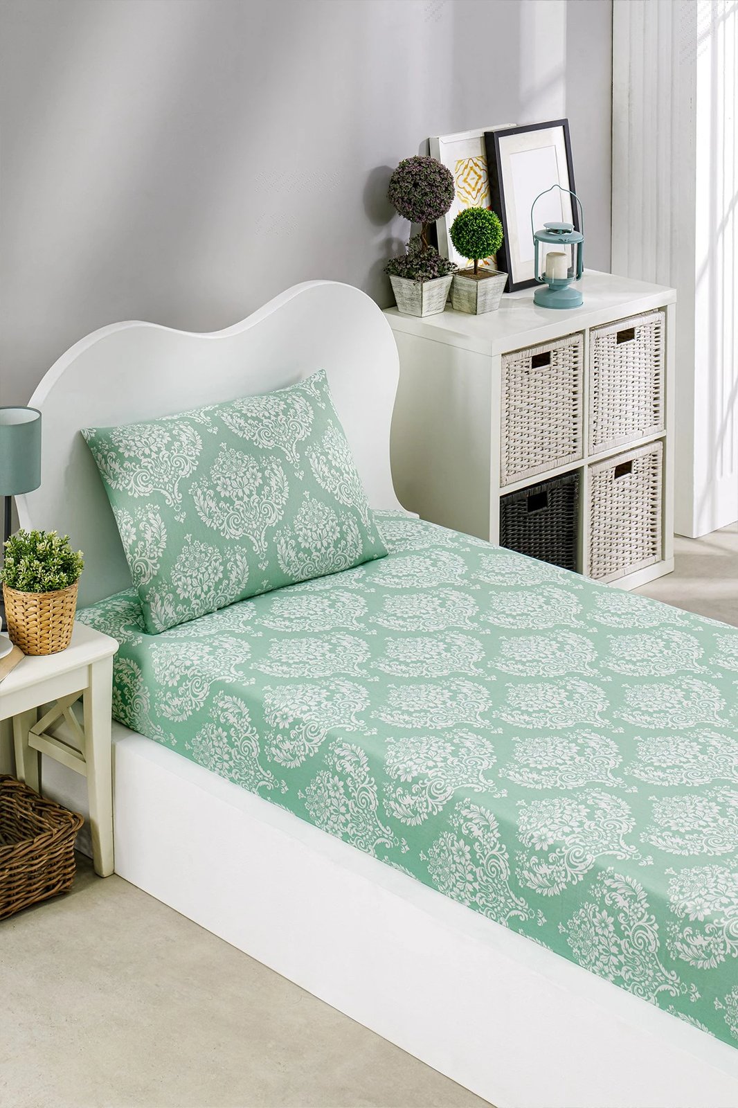 Set çarçafësh për një person, ngjyrë jeshile e ujit, L'essentiel