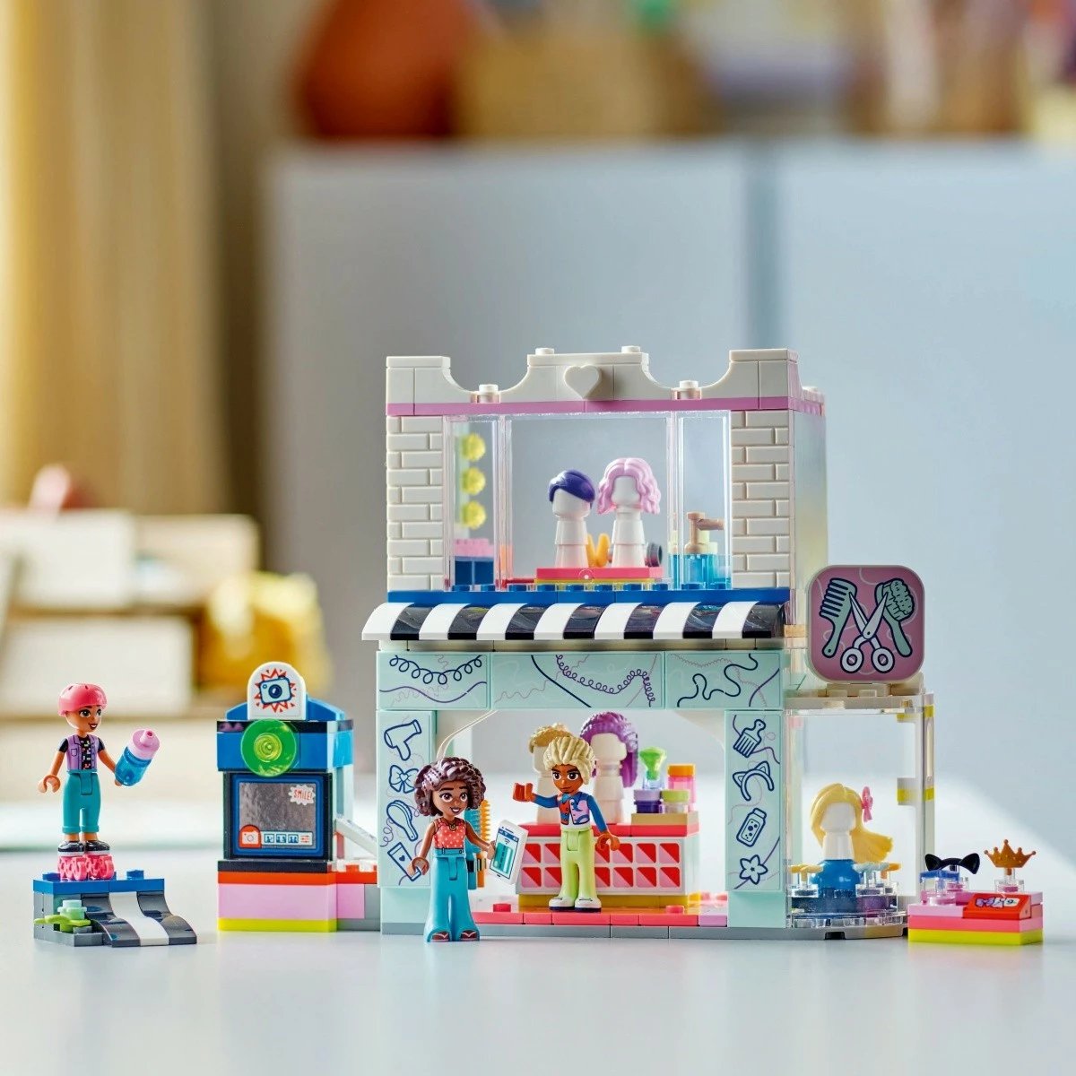 Set lodrash LEGO Friends 42662, Sallon flokësh dhe Dyqan aksesorësh, 347 pjesë, për fëmijë, shumëngjyrësh