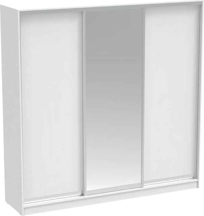 Dollap rrëshqitës me pasqyrë, ngjyrë e bardhë, 240x60x240cm