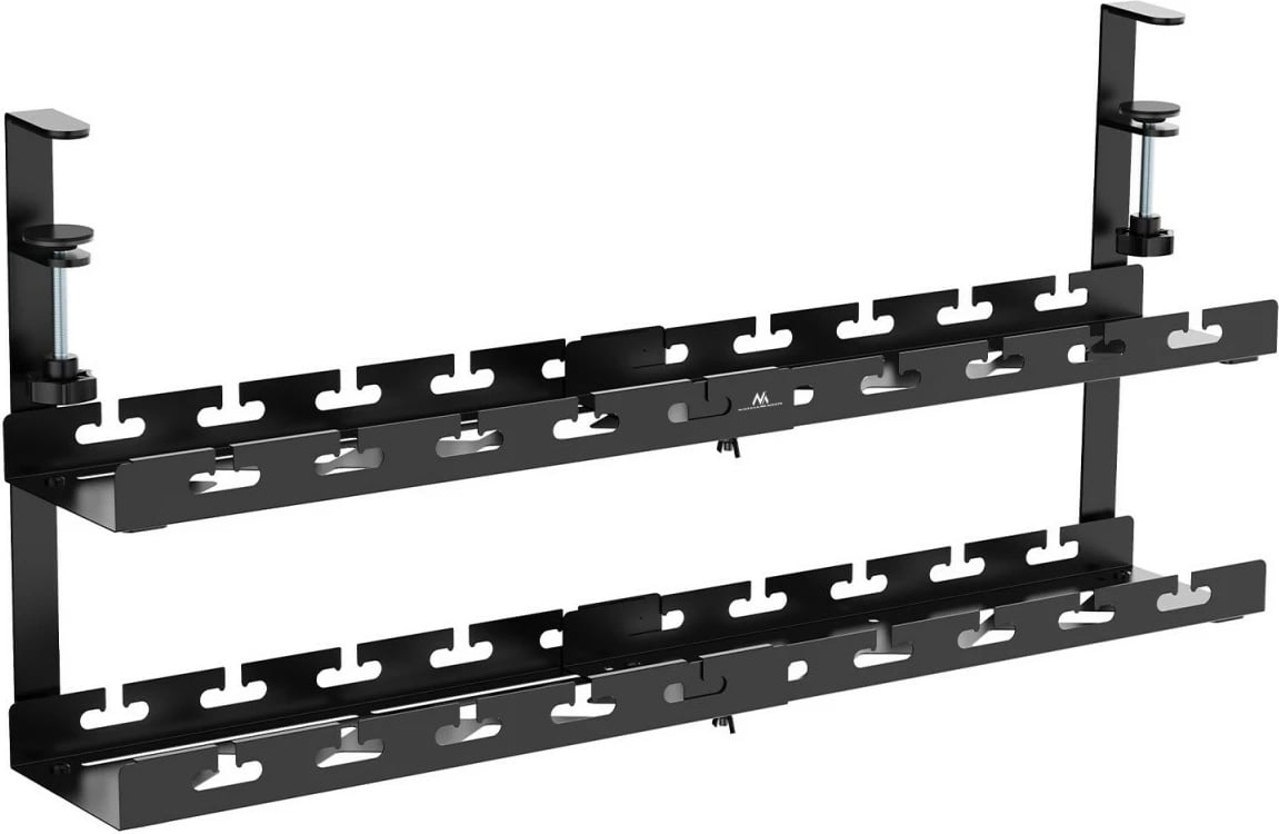 Organizator kabllosh nën tavolinë Maclean MC-102 B, dy-nivelësh, 433-728 mm, 5 kg, me 8 rripa velcro, i zi, set 1 copë