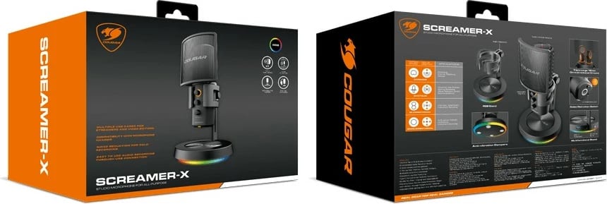Mikrofon studio Cougar Screamer-X, 16 bit, 48 kHz, USB, i zi
