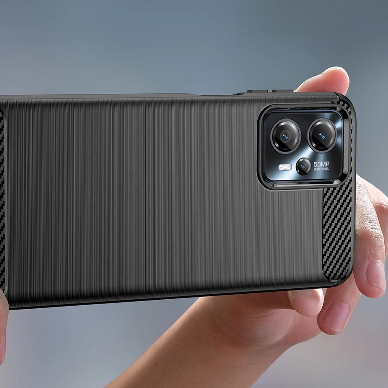 Mbështjellës Hurtel Carbon Case për Motorola Moto G13, TPU, i zi