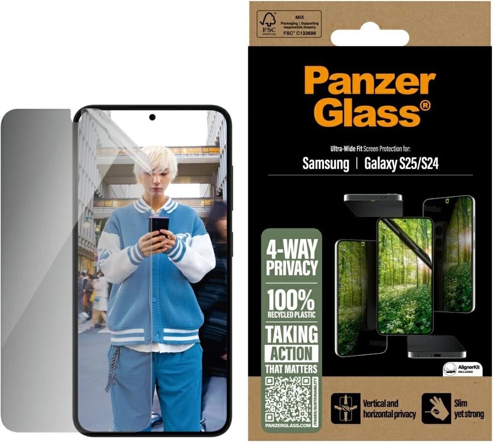 Xham mbrojtës PanzerGlass Eco Matrix Privacy për Samsung Galaxy S25