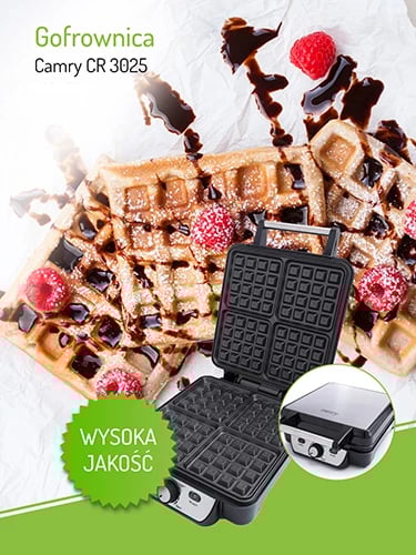 Gofrier, Camry, CR 3025, 4 gofra, 1500 W, kontroll temperature, pllaka jo‑ngjitëse
