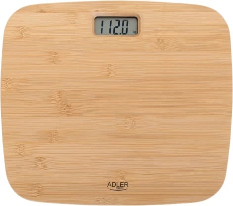 Peshore banjoje, Adler AD 8173, kapacitet 150 kg, ndarje 100 g, njësi kg/lb/st, platformë bambu 12 mm, bambu natyrale