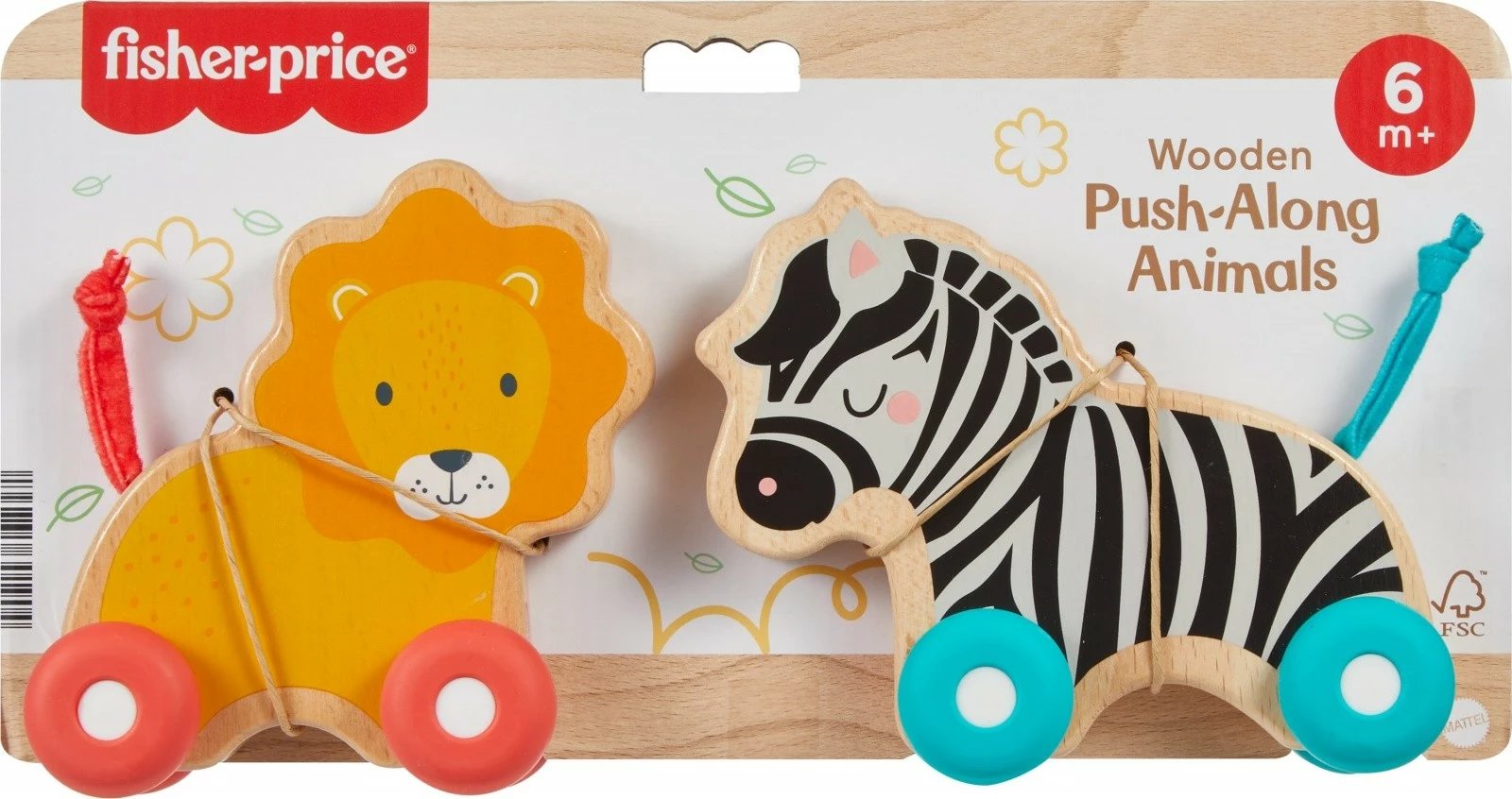 Set lodrash druri Fisher-Price JFN19, kafshë me rrota, multikolor, 2 copë